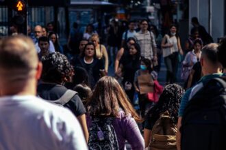 pedestrians on street in city