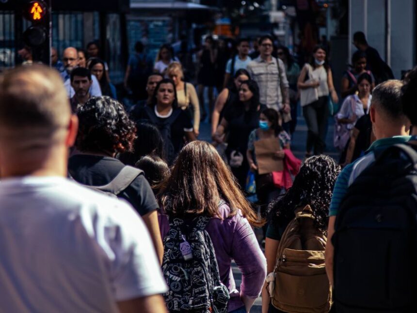 pedestrians on street in city